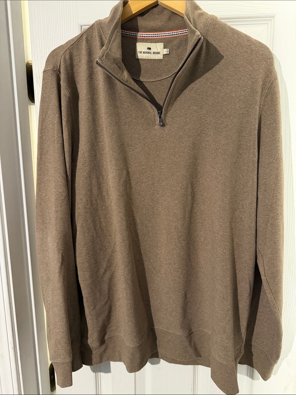 The Normal Brand Men's Taupe Zip-Neck Sweater